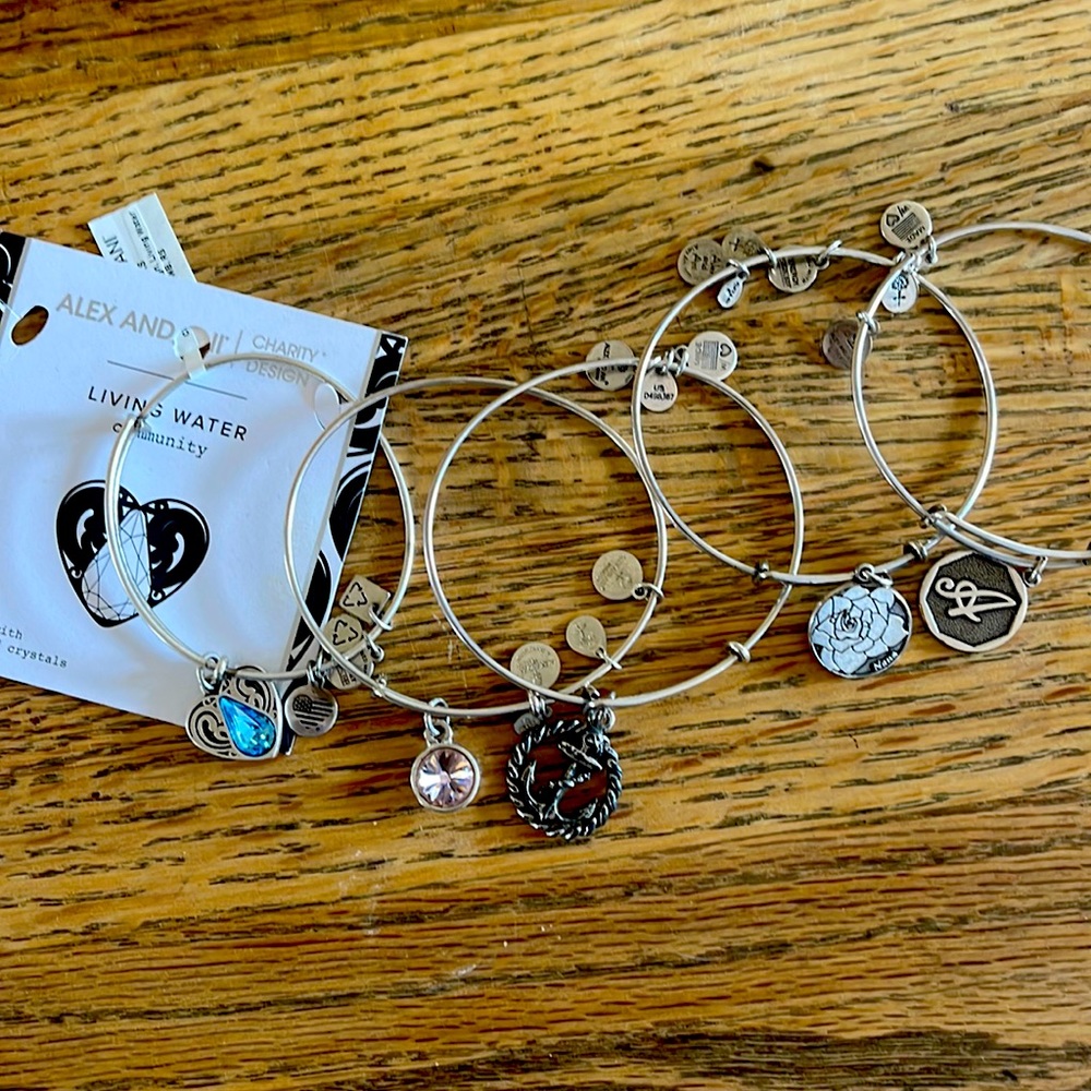 Set of five Alex and Ani bracelets